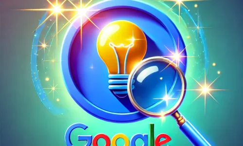 A vibrant design featuring a Google Business Profile icon with a glowing lightbulb and a magnifying glass, symbolizing the discovery of secret features and pro-level optimization. The background has gradient shades of blue with subtle sparkles, creating a sense of innovation and energy.