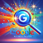 A vibrant design featuring a Google Business Profile icon with a magnifying glass and a dynamic explosion effect, symbolizing the uncovering of hidden features for ultimate optimization. The background has gradient blue tones with sparkles, adding an energetic and exciting feel.