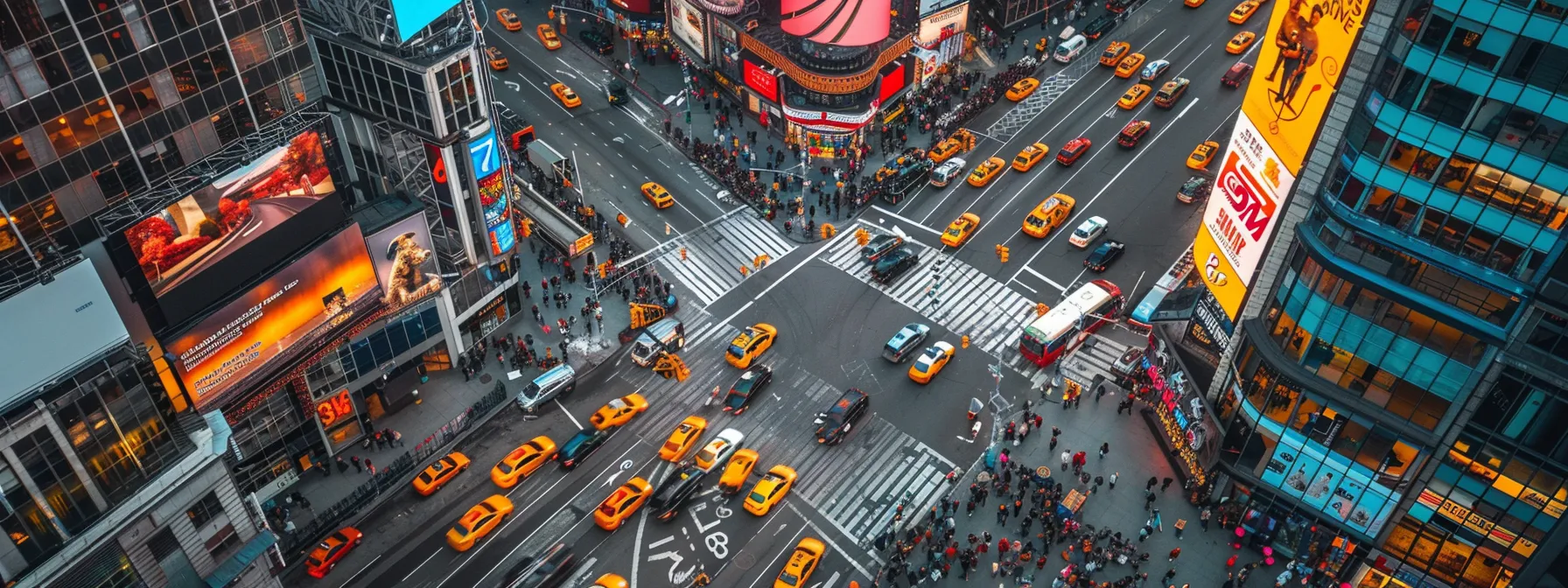 vibrant aerial view of a bustling city intersection, showcasing google maps traffic insights for business growth.